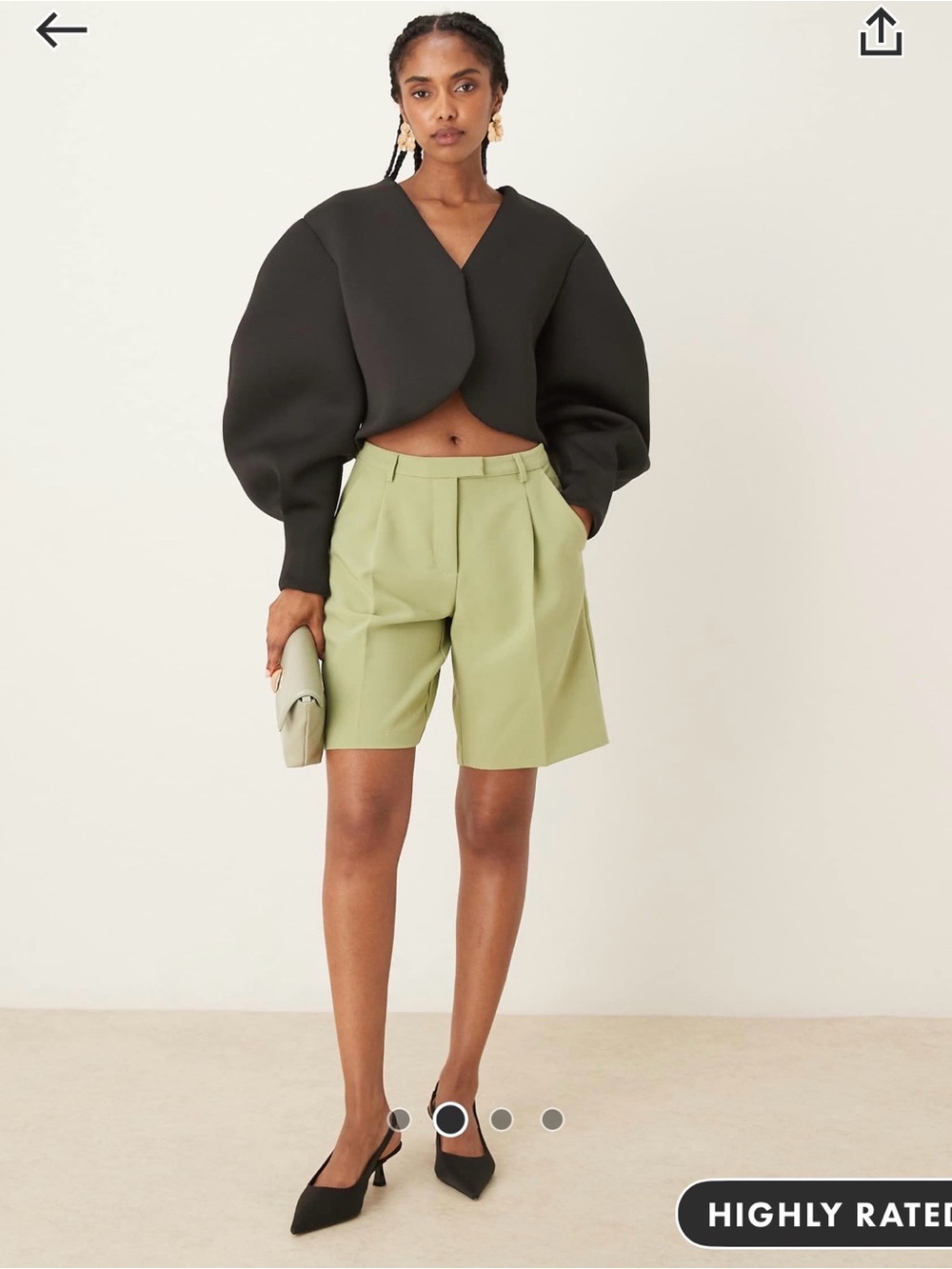 ASOS Design Extreme Volume Sleeve Cropped Jacket | Scuba Blazer Black - Picture 4 of 5